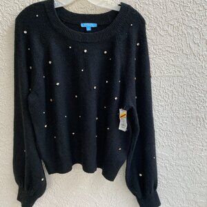 BLACK RHINESTONE SWEATER XL  DRAPER JAMES NWT